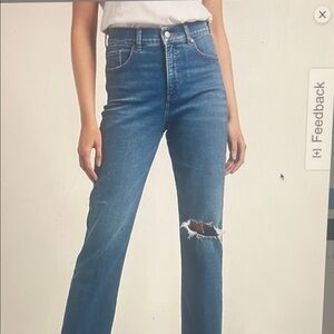 Express High Rise Blue Distressed Jeans Size 6L